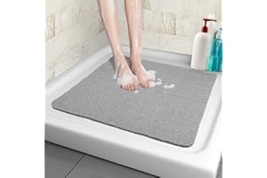 MACUNIN Duschmatte rutschfest, Weich Komfort Sicherheits Badewannenmatte mit Ablauflöchern, PVC-Luffa Massage Duschmatten für Nassbereiche, Schnell trocknend (Grau, 53x 53 cm)
