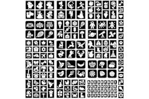 Temporary Tattoo Stencils, Eleanore's Diary Glitter Tattoo Templates for Kids Girls Face Body Art Tattooing, 16 Sheets 167 Original Designs Removable Tattoo Stickers for Party Rainy Days Halloween