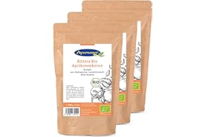 ‎AYURSANA Ayursana Bittere Aprikosenkerne 3x 500g - Saatgut - Sehr hoher Amygdalin-Anteil - Schadstoffgeprüft im deutschen Labor - Bio-Qualität