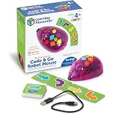 Learning Resources Code &amp; Go Rechargeable Robot Mouse, Programmable Stem Toy for Kids 4 Years, Screenless Programming Game wi