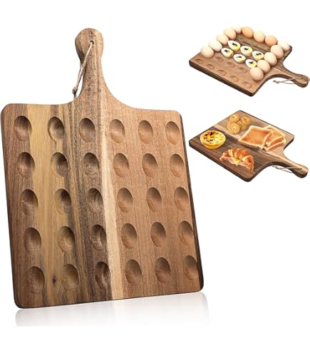 Huakaile 2 Sides Wooden Deviled Egg Platter & Charcuterie Board