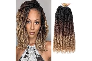 Xtrend 12 inch Short Pre twisted Passion Twist Hair 8Packs 3Tone Bohemian Pre Looped Synthetic Natural Hair Crochet Braids Passion Twist Hair for Black Women 12 Strands/Pack 1B3027#
