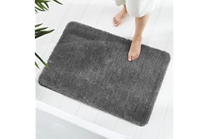 GONICVIN Dywaniki łazienkowe, 60 x 90 cm, puszyste, chłonne, antypoślizgowe maty łazienkowe, z mikrofibry, można prać w pralce, do wanny, prysznica i łazienki (grafitowy)