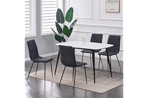 mcc direct Set of 4 Faux Matte Suede Leather Dining Chairs With metal Legs home& restaurants henri [Black*Grey *Light Grey* Pink] (BLACK)