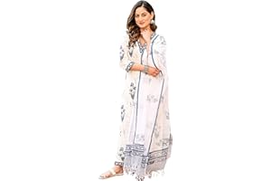 Arayna Kurti Palazzo Hosen für Damen, Blumendruck, 100 % Baumwolle, mit Dupatta