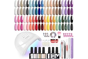 Phoenixy Kit Semipermanente Unghie con 48W Lampada U V/LED 40 Colori Kit Unghie Gel Completo con Blu Viola Marrone Set Semipermanente Unghie per Principianti