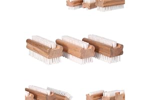 ToolSpace 3 Pezzi Spazzola per la Mano in Legno - Faggio Spazzolina per Pulizia Unghie Mani e Piedi - Dura Spazzole Doppiafaccia con Setole per Manicure Pedicure e Corpo - Spa Accessorio Spazzolino
