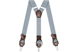 Kohentact Bretelle Uomo con Clip e Bottone, Include 6 Bottone, Larghezza 3,5 cm Y-Shape per Altezza Fino a 200 cm, Acciaio Inossidabile, Gamma di Regolazione Elasticità Extra Large