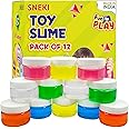 SNEKI (Pack of 12) Non Sticky Crystal Clay Kids Slime Putty Toy for Kids Educational Creative DIY Toys Stress Relief Sludge Toy for Boys and Girls (50gram)