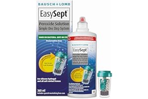 EasySept Peroxide Solution, 360ml - Contact Lens Solution with a simple One Step System for Disinfection of Soft Contact Lenses, Lens Case with Neutralising Disc Included, Suitable for Sensitive Eyes