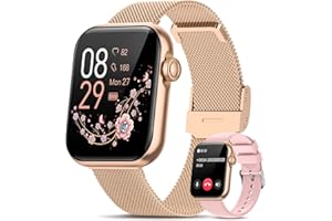 RUXINGX Reloj Inteligente Mujer con Llamadas, 1.83" Smartwatch con Función Femenina, 24H Pulsometro, SpO2, Monitor de Sueño, 20+ Modos Deportivos, Calorías Podómetro Android iOS Rosa Oro, Regalo Mujer