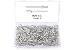 YIXISI 180 Pièces M3x8 mm Rivets Aveugles en Aluminium, Rivets à Bout Ouvert Rivets Pop, Rivets Aveugles à Tête Bombée en Aluminium, pour Métal Bois Plastique