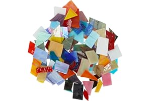Belle Vous Mosaico Piastrelle Colorate Miste (800 g) - Circa 50-60 Pezzi - Varie Dimensioni e Forme - Piastrelle A Mosaico Vetro Colorato Assortite per Artigianato Fai-da-te e Decorazioni per la Casa