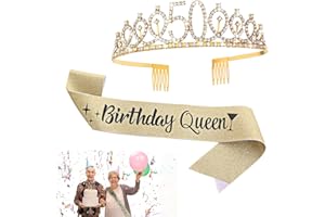 Abeillo 30th/50th/60th/80th/90th Anni Compleanno Donna Corona, Compleanno Sash e Compleanno Strass Corona, Set di Decorazione per Compleanno Donne