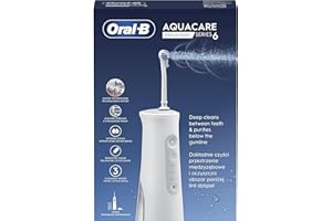 Oral-B AquaCare Pro-Expert Série 6 Irrigateur avec Technologie Oxyjet, 3 Embouts, 2 Types De Flux D'eau, Blanc