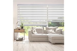 Tende a rullo per interni Giorno e Notte Premium cassonetto e catenella in alluminio, di alta qualità, Tenda a rullo per interni Doppio strato per finestra Storesdeco 200 x 250 cm Lino