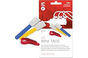 LABEL THE CABLE Porte-Câbles avec Étiquettes, Attache-Câbles en Scratch avec Champs d’Inscription Plastique pour Une Gestion des Câbles - LTC Mini Tags - Lot de 10 - Couleurs Assorties - LTC 2530
