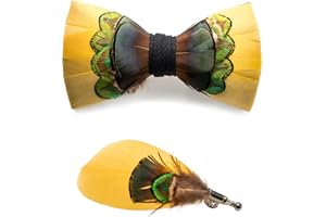 JEMYGINS Homme (réglable) plume et cuir noeud papillon fait à la main en différentes couleurs + boîtes en bois dominé