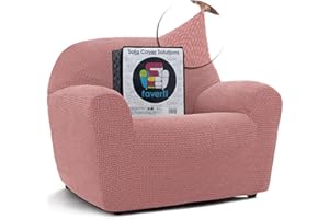 FAVERTI® Funda Sillón Super Elástica 1 Plaza de 70 a 110 cm | Modelo NOVELE | Rosa Pastel | Funda Universal Ideal para Cualquier Forma de sillón | Protector de Calidad Tejido Jacquard Tacto algodón