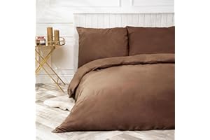 VEL VET HOME VelvetHome Onyx Set Copripiumino Una Piazza e Mezza 200x200 e 2 Federe 80x80 Microfibra traspirante Biancheria da letto 200x200 di alta qualità con chiusura lampo 3 pezzi Marrone