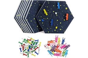 HonGien 8 Pièces Panneau de Liège, Tableaux à Mémos Auto-Adhésif Hexagone, Tableaux en liège pour la Décoration Murale de Chambre à Coucher de Cuisine de Bureau (Bleu Ciel Etoilé)