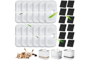 Herboom 40 Stück Filter Katzenbrunnen, Dockstream Trinkbrunnen für Katze PLWF005, PLWF115, PLWF105, Trinkbrunnen Filter Ersatzfilter für Katzentrinkbrunnen, 20 Filter und 20 Schwämm