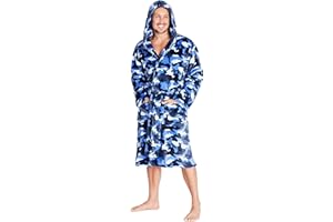 CityComfort Vestaglia Uomo in Pile Morbidissimo, Giacca da Camera Mimetica, Pile Uomo Invernale Camouflage con Cappuccio, Taglie M Fino a XXL