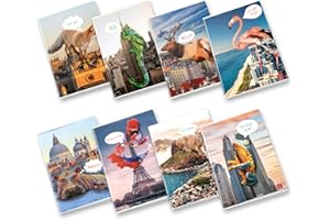 Pigna, Maxi Quaderno Arrivano i Giganti, f.to A4 21x29,7 cm., pagine 80 + risguardo, carta 80 g/m², interno 0B, Righe per Terza Elementare, Copertine Assortite, 10 pezzi