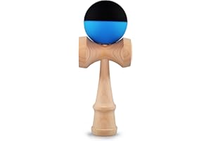 Ganzoo Kendama en Bois de hêtre véritable,Model 'Mat Blue', Jouet Traditionnel Japonais