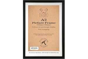PICTURE FRAMES UK LTD A2 Black Picture Frame, A2 Picture Frame, A2 Poster Frames, A2 Frame Black, A2 Frame - 59.4 x 42cm - Wall Hanging