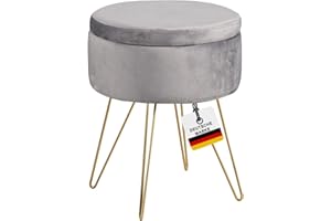 ALBATROS INTERNATIONAL GMBH Albatros Hocker mit Stauraum Cannes – Sitzhocker mit Stauraum, Modernes Design, Edler Samt-Bezug – Sitztruhe oder Sitzbank mit Stauraum – optimal als Fußhocker oder Hocker Schminktisch, Grau