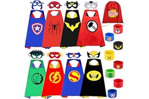 Chennyfun Capes de Super-héros pour Enfants,Costume de Super-Héros avec des Masques et Bracelets, Jouets et Cadeaux pour Anniversaire d'enfant, Halloween ou Carnaval Garcons et Filles