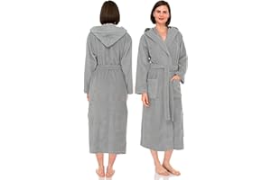 NAUSHA.HOME Luxury Hooded Bathrobe Mens & Ladies Dressing Gown 100% Cotton Terry Toweling Shawl Robe Perfect For Hotel & Spa Soft Stylish Robe