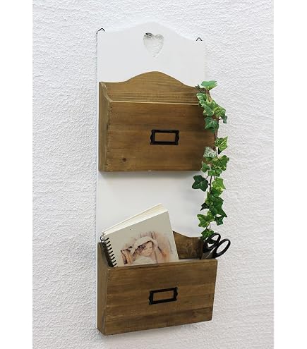 Wandmontierter Zeitschriftenhalter Aus Holz & Hanfseil - Boho-Stil, Für Post, Magazine & Dokumente