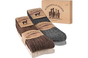 SukModen 4 Paar Alpaka Socken Herren Damen, Warme Wollsocken, Flauschige Thermosocken, Dicke Strick Wintersocken