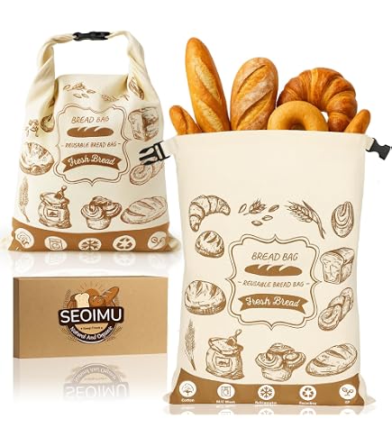 AIEVE 2er Set Brotbeutel Aus Leinen – Ca. 35 X 46,5 Cm, Mit Zugband, Wiederverwendbar Für Brot, Brötchen, Obst & Gemüse