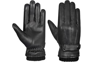 Mens Genuine Leather Gloves | Oro Gloves Men Winter Warm Gloves Touch Screen Fleece Lined Cold Weather Gloves Leather Driving Gloves Casual Outdoor Sports Gloves