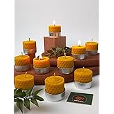 Petekoğlu (12PCS) Wrapped Tealight Candle 3.5cm X3cm Natural Honeycomb Wax Candle