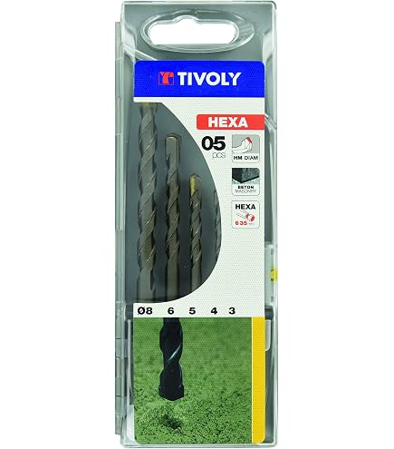 Tivoly Holzbohrer-Set 5-teilig – Sechseckig, Ø 3-4-5-6-8 Mm