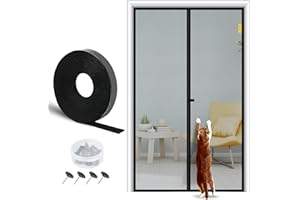 fowong Magnet Fliegengitter-Tür 110x220 cm, Verstärkt Insektenschutz Balkontür, Upgrade der Netz Material Magnetischer Fliegenvorhang Praktischer Mosktionetz für Tür ohne Bohren Schwarz