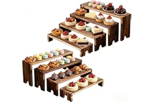 Caossuixin 8Pcs Wooden Display Stand,Food Display Risers for Party,Large Wood Tiered Riser Cupcake Stands,Multifunction Wooden Shelf for Perfume,Spice,Cosmetics,Jewelry, Collections and Party Desserts