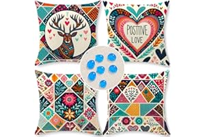 Cirzone Outdoor Kissen 4er Set Kissenbezug 45x45 Deko Wohnzimmer Leinen für Deko Wohnzimmer, Garten, Balkon