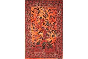 AVA Collections TREE OF LIFE Wall Hangings Tapestries Bohemian Boho Table Cover Beach Throw Towel (Orange, 40 x 30 inches)