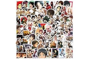 TACOMEXI Attack on Titan Pack d'autocollants 100 pièces, autocollants en vinyle Anime pour bouteilles d'eau ordinateur portable Skateboard Notebook, cadeau pour adultes enfants adolescents