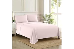 SWEET HOME COLLECTION Zestaw arkuszy o gęstości splotu 1800 – miękkie egipskie arkusze ze ze szczotkowanej mikrofibry – luksusowy zestaw pościeli z płaskim prześcieradłem, prześcieradło z gumką, 2 poszewki na poduszki