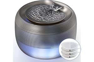 FEELNEEDY Fontanna dla Kotów, Bardzo Cicha Poidła Fontanny dla Kotów, 2,5 l, Wbudowane Światło LED, Nie Zawiera BPA, Automatyczny Dozownik Wody, z 3 Filtrów (Czarny)