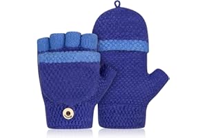 Kiiwah Guanti Senza Dita con Copertura Bambino Bambina 3-8 Anni, Guanti Invernali Termici Touch Screen per Ragazza Ragazzo, Multicolore