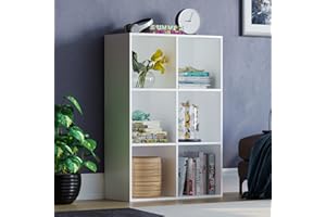 Vida Designs Durham Cube Bookcase Storage Organiser Living Room Bookshelf Home Office Furniture (6 Cube, White)