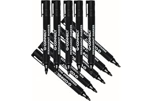 Q-Connect Pennarello indelebile a punta tonda, confezione da 10, colore: Nero