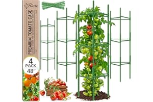 Riare 4 Pack 1.2m Tomato Cages for Garden- 48inches Heavy Duty Tomato Stakes and Supports, Adjustable Tall Tomato Plant Support Trellis for Pots, Raised Garden Bed, Climbing Vegetables Plants (4Pack)